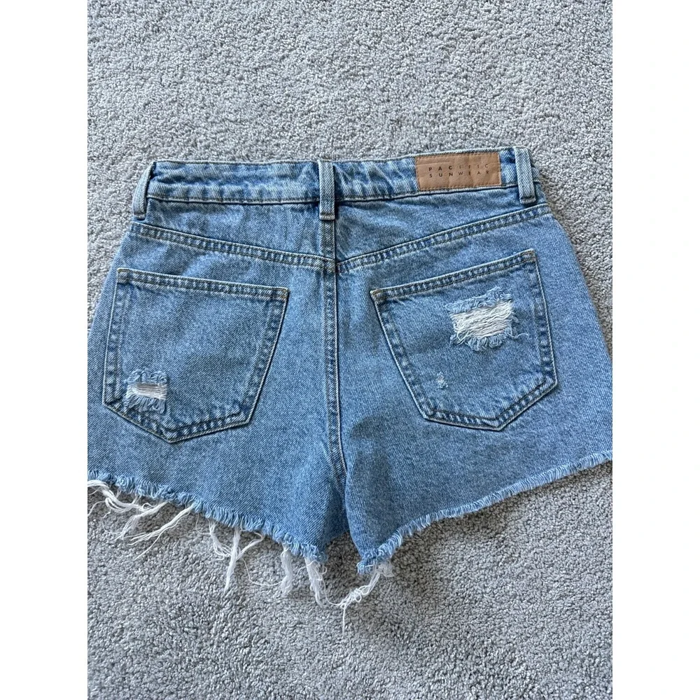 Pacsun 90's‎ Boyfriend Mom Denim Shorts Womens 27 Light Wash Distressed Cut Off